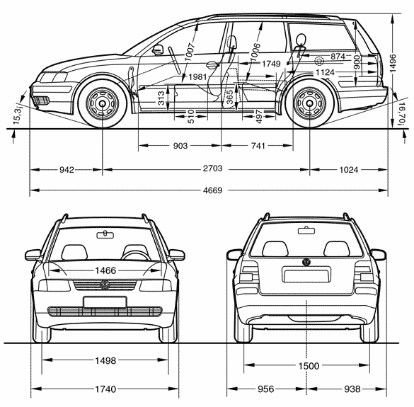 Фольксваген пассат чертеж